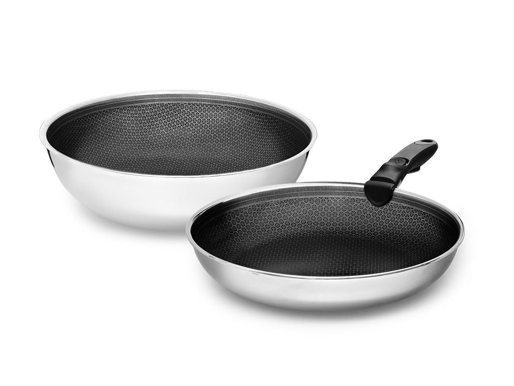 SADA PÁNVÍ WOK S ODJÍMATELNOU RUKOJETÍ – 2-DÍLNÁ - 1