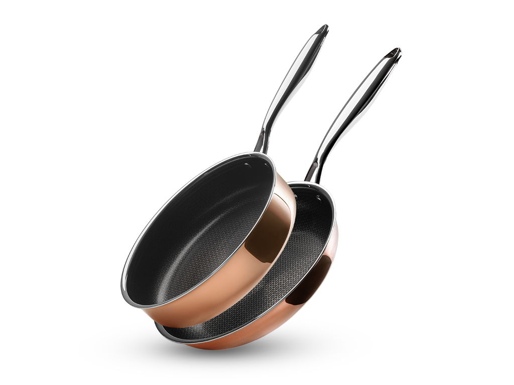 SADA MĚDĚNÉ HYBRIDNÍ NEPŘILNAVÉ PÁNVE+PÁNVE SAUTÉ - 2 KS - 1